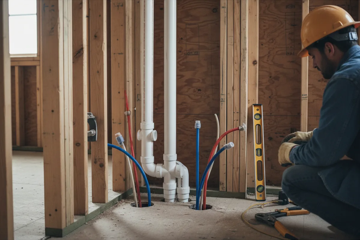 Drain and supply rough-in during Leak Detection in Park City